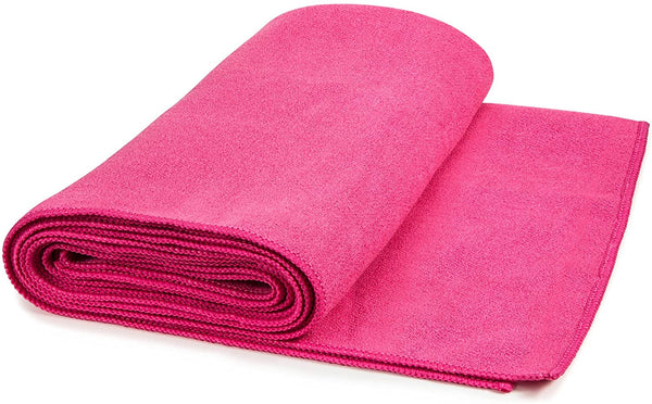 Hot Yoga Mat Towel Non-Slip, Extra-Absorbent Microfiber Anti-Bacterial Skidless Bikram Towels Cover for Exercise Workout, Fitness and Pilates or Beach Picnic Towel (24” x 72”)