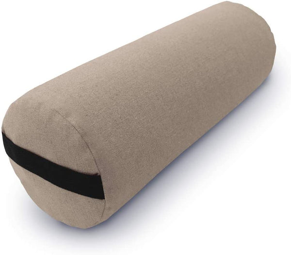 Bean Products Yoga Bolster - Made in The USA with Eco Friendly Materials - Studio Grade Round Support Cushion That Elevates Your Practice & Lasts Longer - Natural Cotton, Hemp or Vinyl Cover