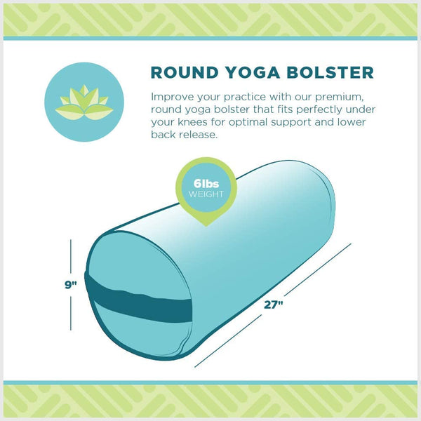 Bean Products Yoga Bolster - Made in The USA with Eco Friendly Materials - Studio Grade Round Support Cushion That Elevates Your Practice & Lasts Longer - Natural Cotton, Hemp or Vinyl Cover