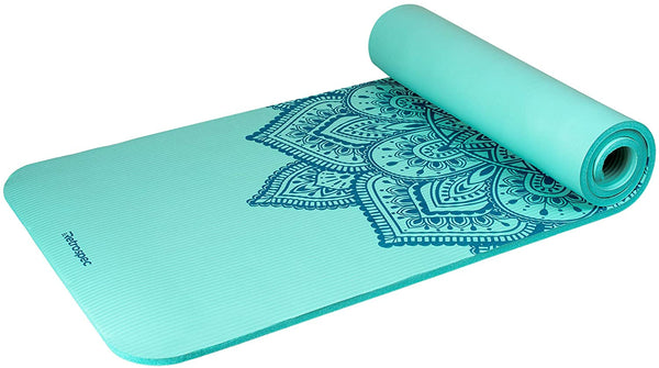Retrospec Solana Yoga Mat 1/2" & 1" Thick w/ Nylon Strap for Men & Women - Non Slip Excercise Mat for Yoga, Pilates, Stretching, Floor & Fitness Workouts